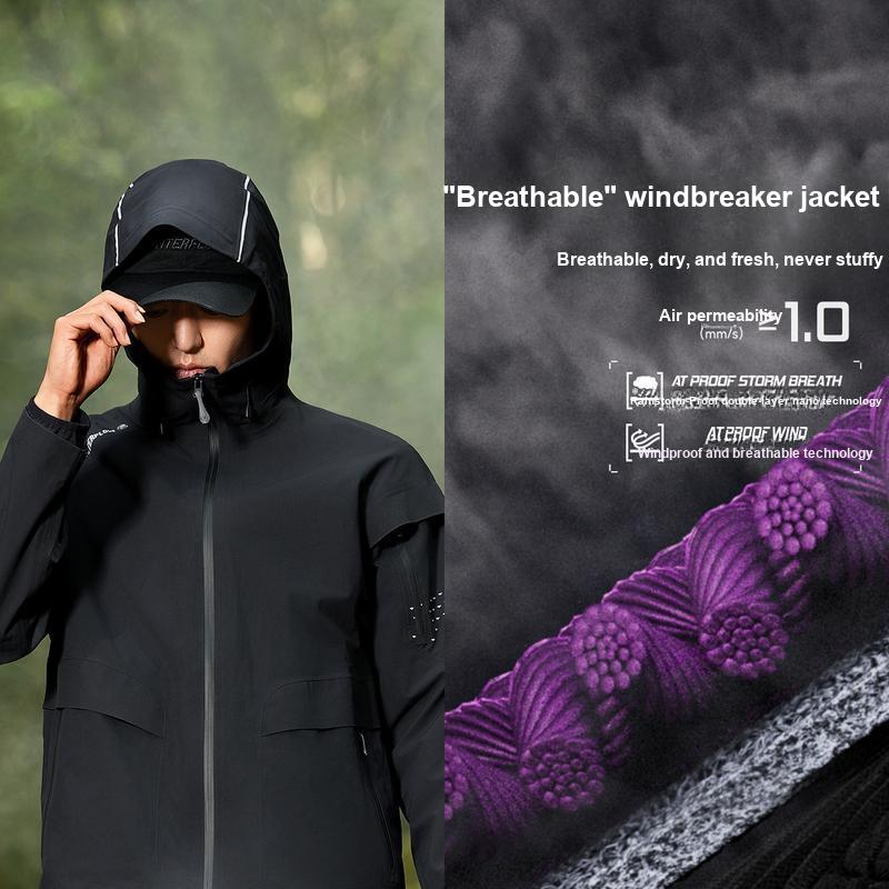 Li Ning CF Su Wan Long Jia Series однотонная повседневная куртка с капюшоном для пешего туризма, водонепроницаемая ветрозащитная куртка унисекс, пустынно-зеленая AEMU047-1