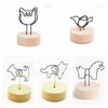 Ornament Home Decoration Photo Clips Picture Holder Frame Round Wooden Base Message Paper Support