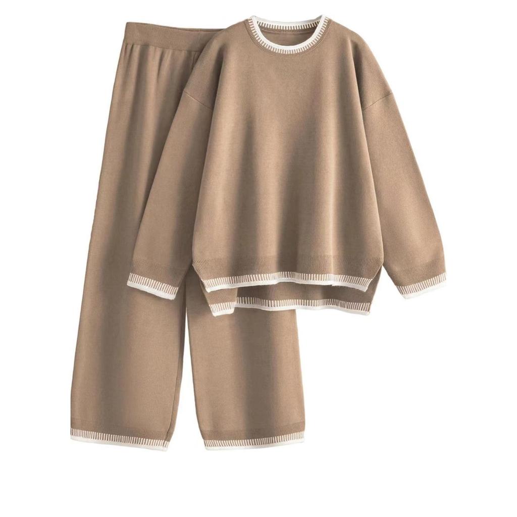 GMXIA Autumn and Winter Fashion Solid Color Leisure Loose Two-piece Set Women Suits & Sets