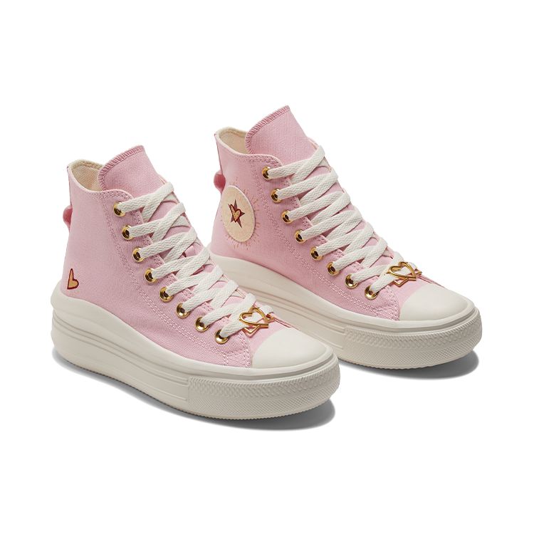 Converse Высокие женские кроссовки на платформе Chuck Taylor All Star Move на День святого Валентина 2023, розовый восход солнца-розовая цапля A05140C