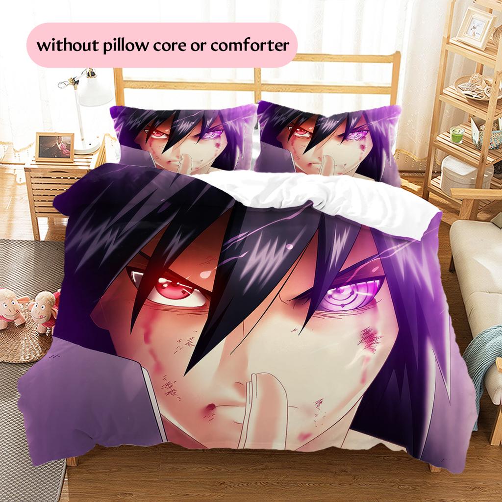 Sasuke Uchiha Pattern Bedding Home Decoration Birthday Gift (1 * duvet cover + 2 * pillowcase, without core)
