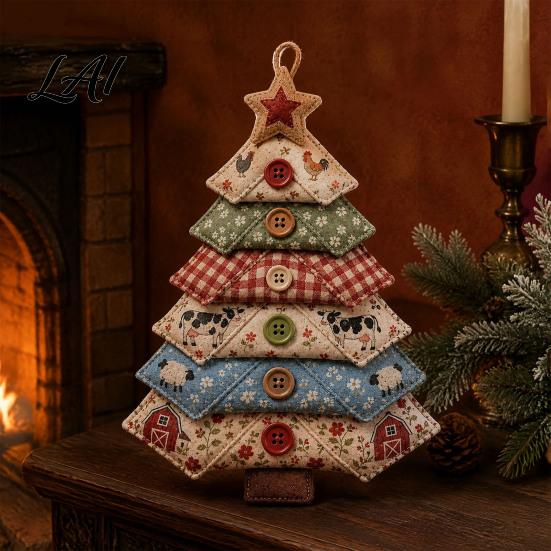 Textile Art Halloween Decor DIY Quilted Fabric Tree Kit Sewing Craft Party Display Ornaments Handmade Christmas Hanging Ornament for Holiday