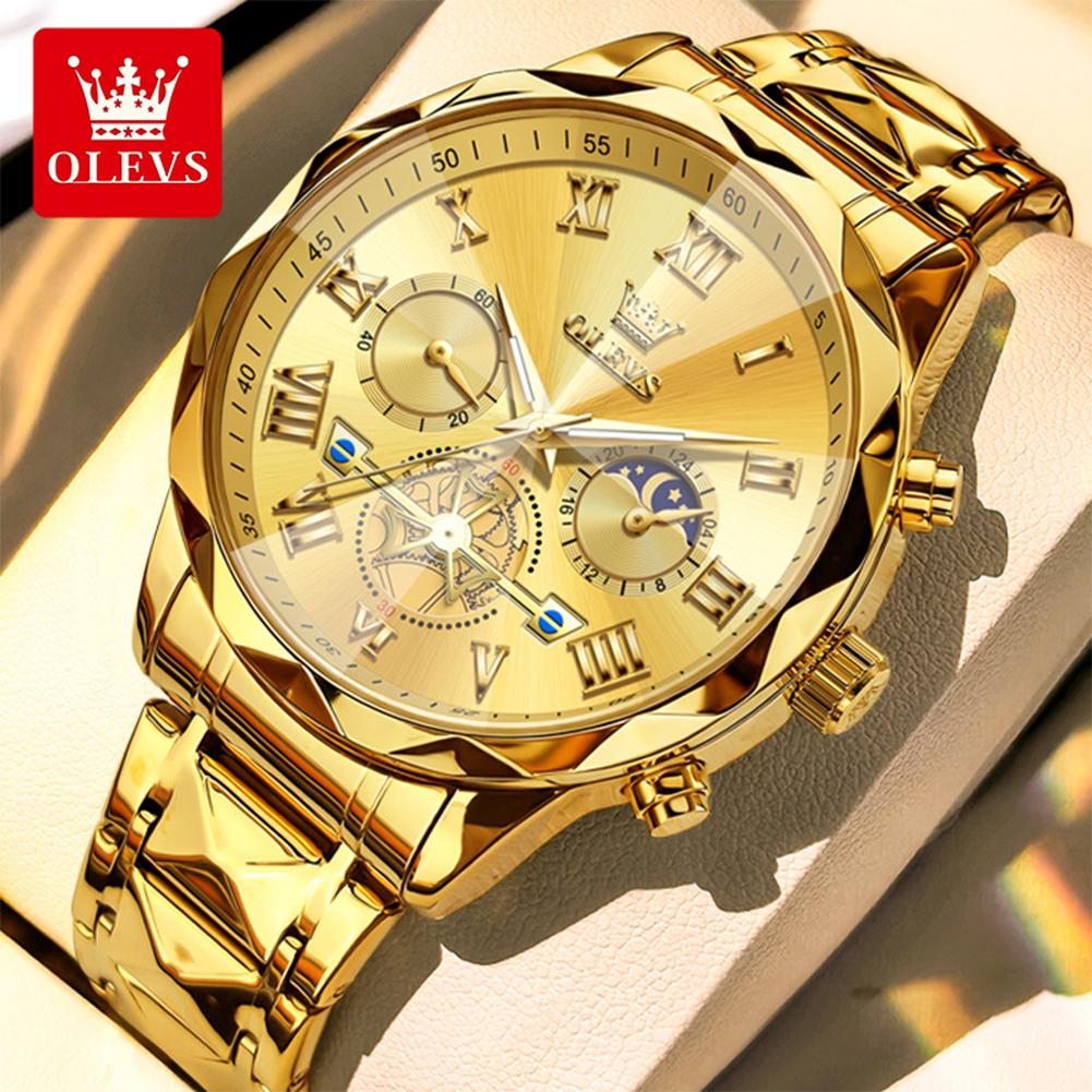 OLEVS 2709 Watch Man Business Original Moon Phase Diving Quartz Wristwatch Waterproof Super Luminous Watches For Man Reloj
