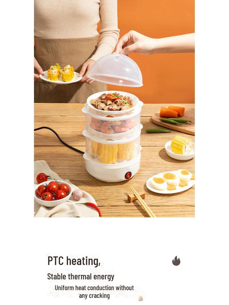 Multifunctional Egg Steamer: Multi-layer Breakfast Machine with Anti-Dry Burning Feature and Automatic Power Off, Mini Egg Boiling Pot.