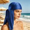 Sweat Wicking Pirate Hat, Imitation Silk Head Wrap, 2 in 1 Pirate Hat Long Tail Scarf, Street Style Turban Hat for Vacation Festival Headwear