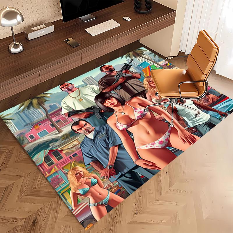 1pc Game Grand Theft Auto Print Area Rug - Soft, Washable Non-Slip Indoor Mat, Living Room, Home Office Decorative Rug,Office Decorative
