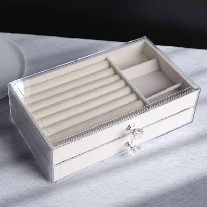 Бархатная шкатулка для украшений с антиокислительным покрытием, прозрачное акриловое хранилище для сережек, ожерелий и колец