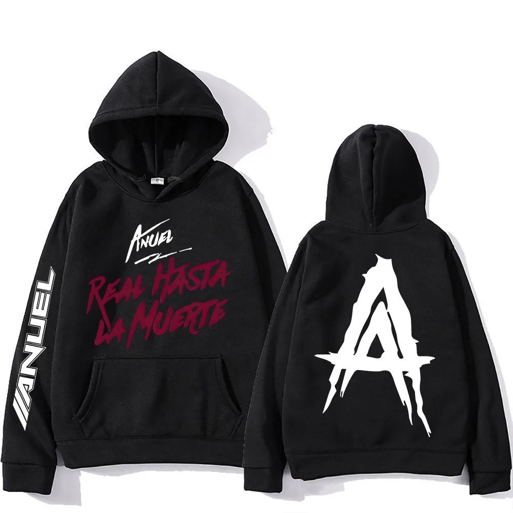 Anuel AA Graphic Printing Hoodie With Pocket Harajuku Fleece Sweatshirt Long-sleeved Punk Clothing Unisex Vintage Soft Pullovers