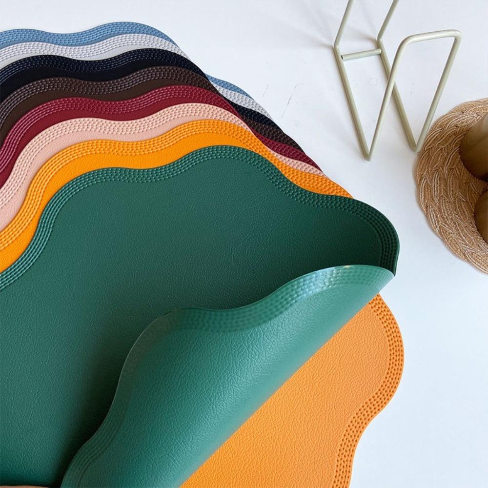 Waterproof Leather Placemats Heat-Resistant Insulation Mat Embossed Place Mats  Bars Coffee Shops