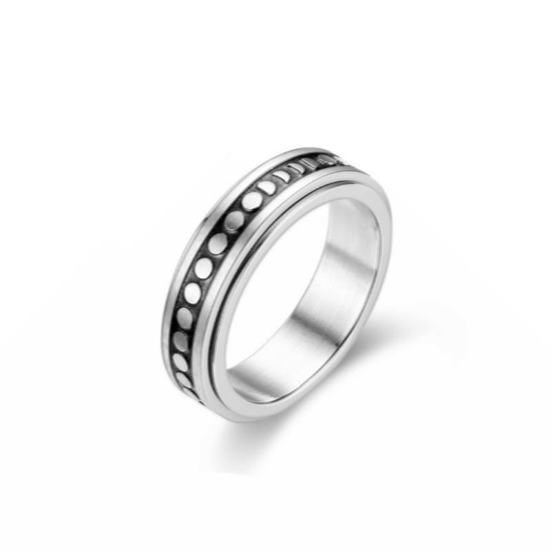 European and American cross-border popular rotatable decompression titanium steel ring female, popular star and moon little Zou