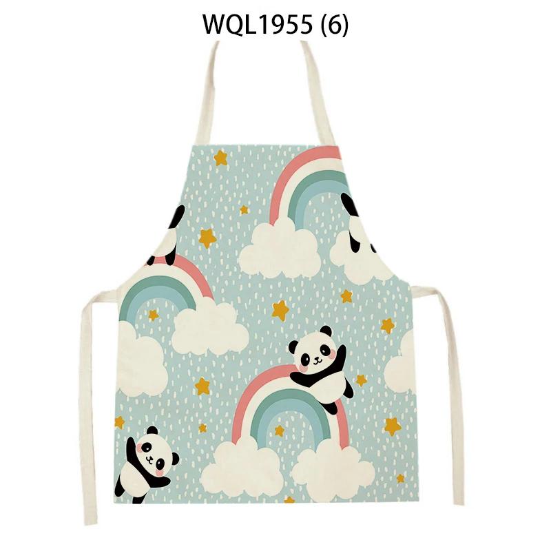 Cartoon Rainbow Clouds Kitchen Sleeveless Apron Women Men Linen Waist Bib Home Cleaning Apron Cute Animal Household Pinafore
