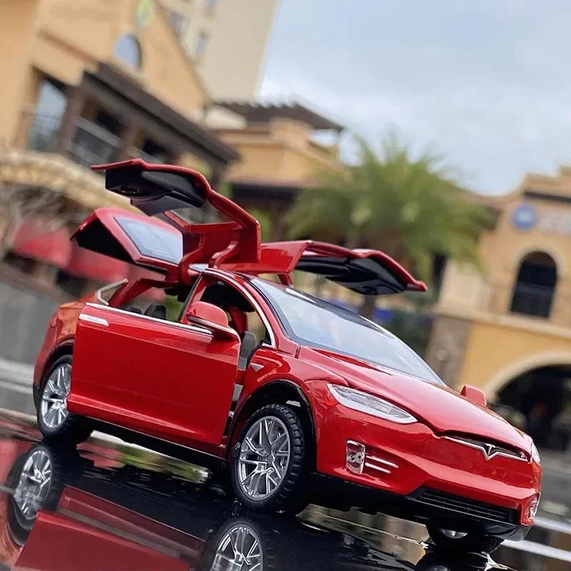 Ctkhn3 1:32 Модель автомобиля Tesla Model X Model S из сплава Diecasts Металлические игрушечные транспортные средства Модель автомобиля Симуляция звука и света Коллекция Подарок для детей