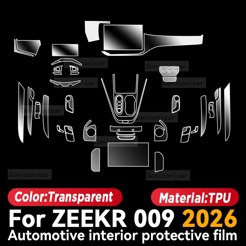 For ZEEKR 009 2026 Car Interior Center Console Screen Protective Film Anti-scratch Repair Sticker Accessories