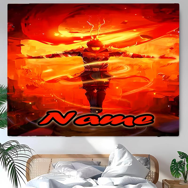 Personalized Black Myth Wukong Game Background Tapestry,Custom Name Birthday Party,Multifunctional Wall Decoration for Home Decor,Various Occasions