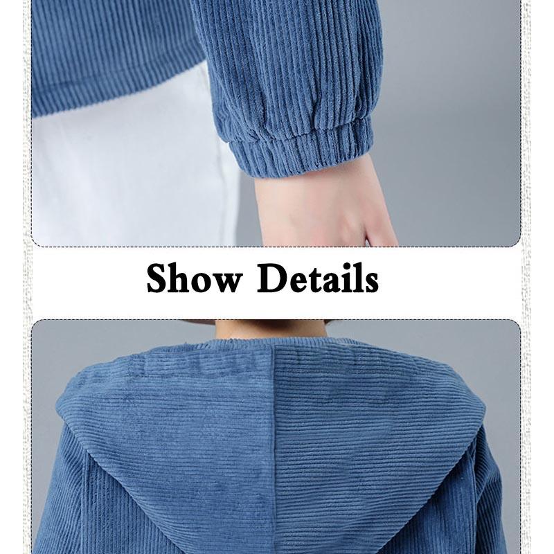 Короткое пальто Женское вельветовое жакет свободного покроя Однотонный Весна и Осень Большой размер Повседневный Универсальный