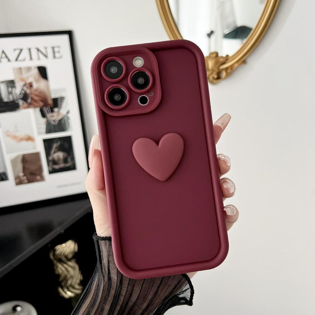S 24 23 22 21 20 Cute 3D Love Heart Matte Case On Samsung Galaxy S24 S23 S22 S21 S20 FE Plus Ultra 5g Women Silicone Back Cover