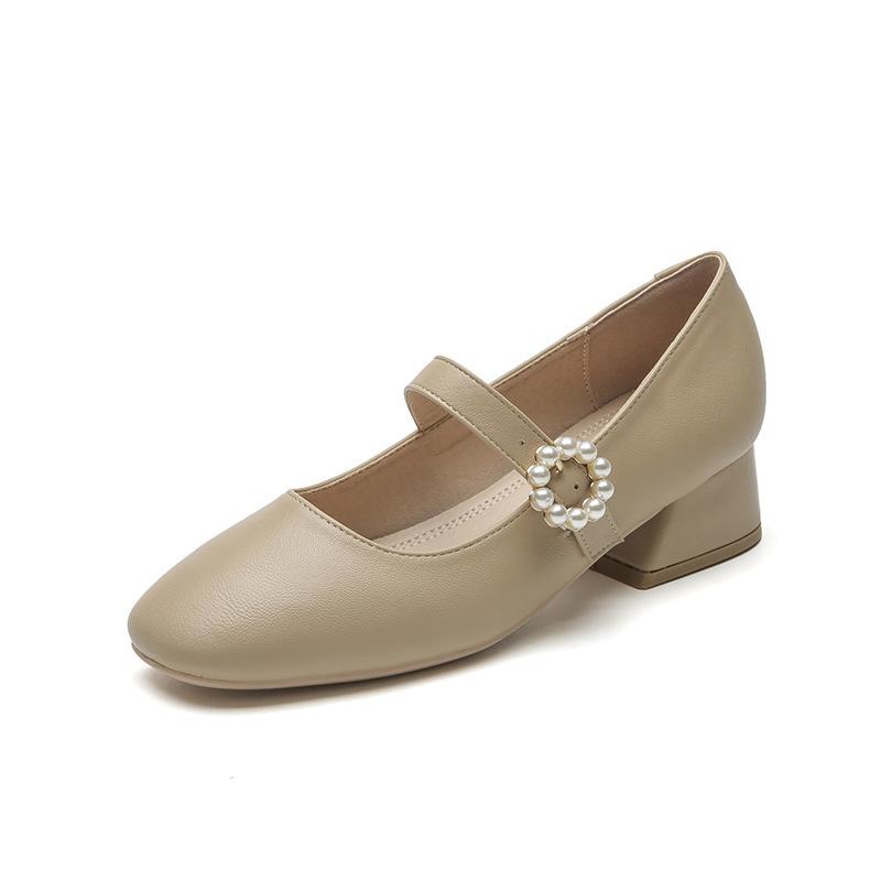 Leather Flat for Huizhou Women's Shoes Grape Mother Same High Heels Thick Heel Spring New Mary Jane Shoes Women