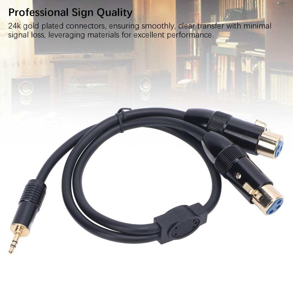 1/8in Jack 3.5mm for TRS Male To Dual XLR Female Cable Active Speaker Connection Cable Speakers