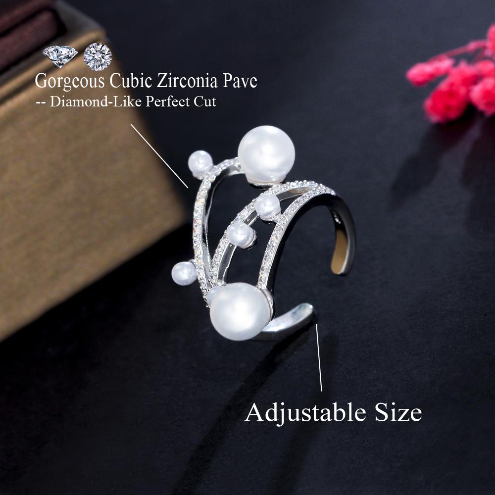 Ювелирные изделия CMM Эксклюзивный дизайн белоснежного искусственного жемчуга с регулируемым геометрическим отверстием для женщин
