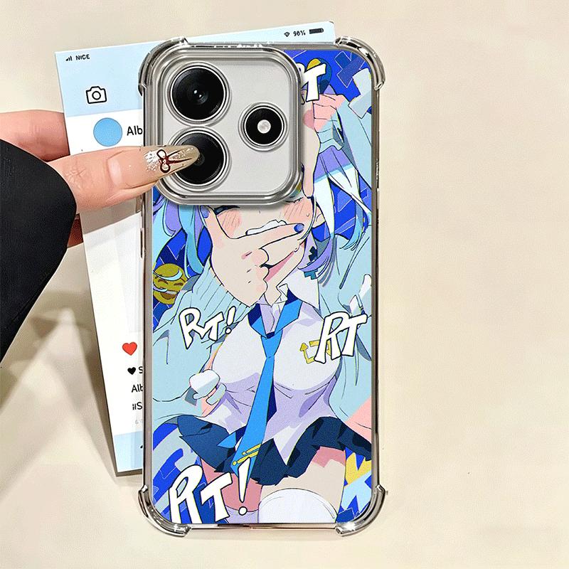 Аниме Кавайная Девушка Ins Стиль Покрытие Чехол для Телефона Для Xiaomi Redmi Note 14 15 Pro Plus 13 12 11 11S 11T 10 9S 9 5G Защита от Падения Airbag