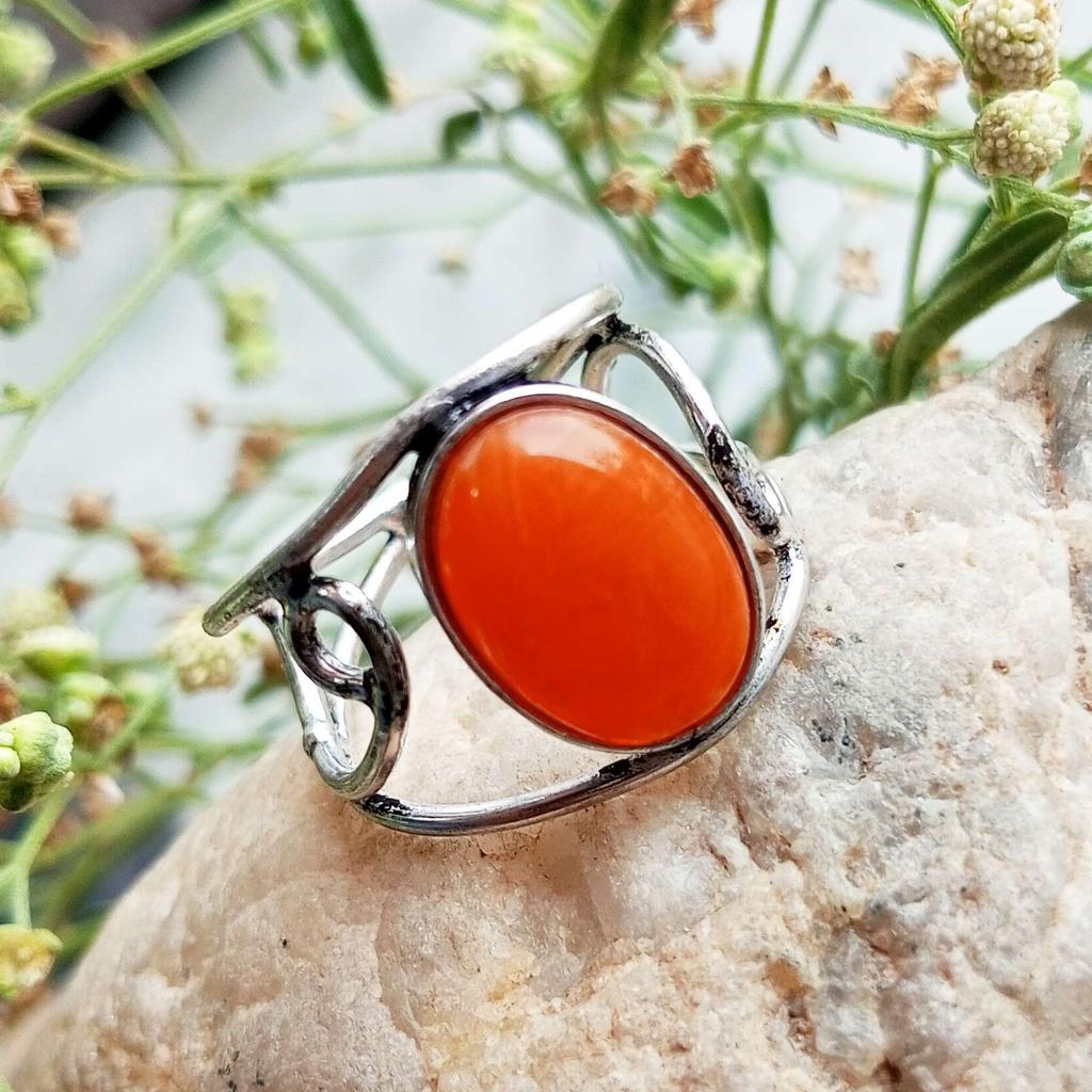Carnelian Gemstone 925 Sterling Silver Plated Adjustable Ring Jewelry NST-J2H7160
