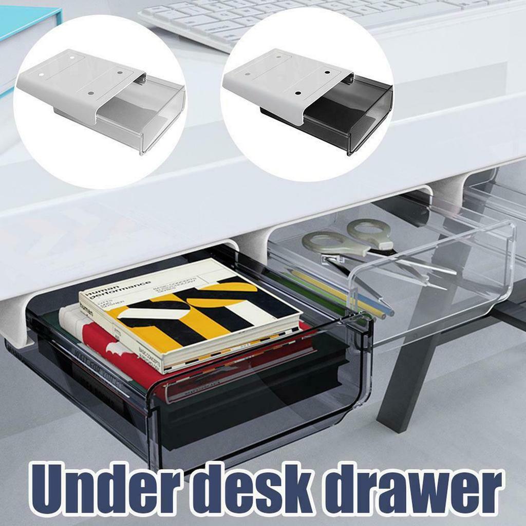 Under Desk Table Drawer Tray Organizer Hidden Storage Box Self Adhesive