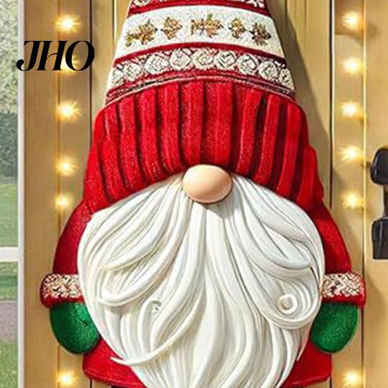 Large Holiday Door Cover Christmas Funny Santa Claus/Gnome/Snowman/Wreath Hanging Backdrop Banner 70" Entrance Decoration x 35" Winter Porch Sign for