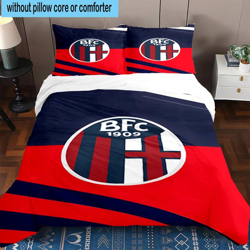 3PCS Football Bologna Bedding Set,Including 1pc Duvet Cover And 2pcs Pillowcases Perfect for Bedroom, Dormitory, Fan Christmas gift