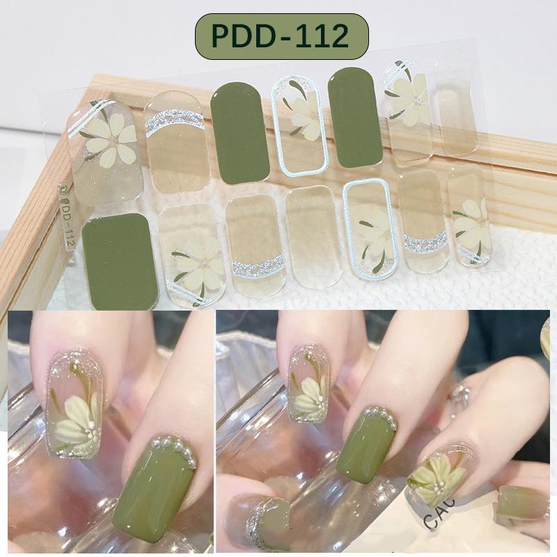 Press On Nail Stickers 1 Sheet Long Lasting Floral Pattern Self Adhesive Fake Nails for Gift Giving