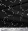 Soimoi Печать ткани черной поли ткани крепа художественная флористическая двором 42 дюйма
