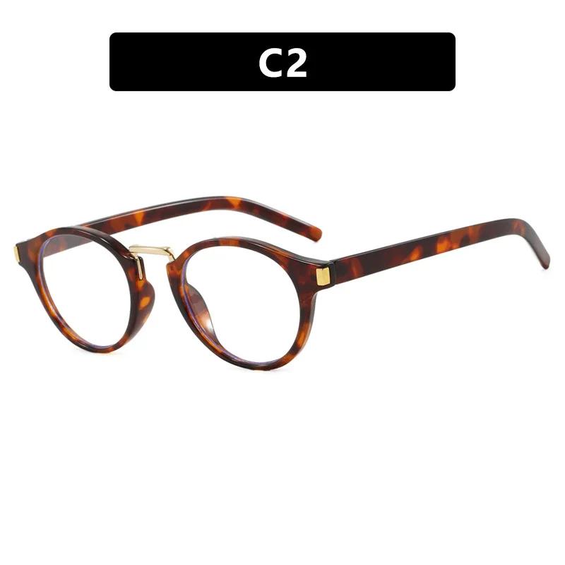 Men'S Women'S New Retro Round Hd Anti-Blue Light Normal Glasses Full Frame Classic Flat Glasses Fashion Decorative Glasses