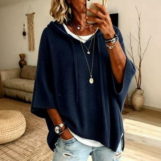 European and American Women's Hooded Knit Drawstring Sweatshirt Sweater - New Style Loose Woolen Outerwear 2026