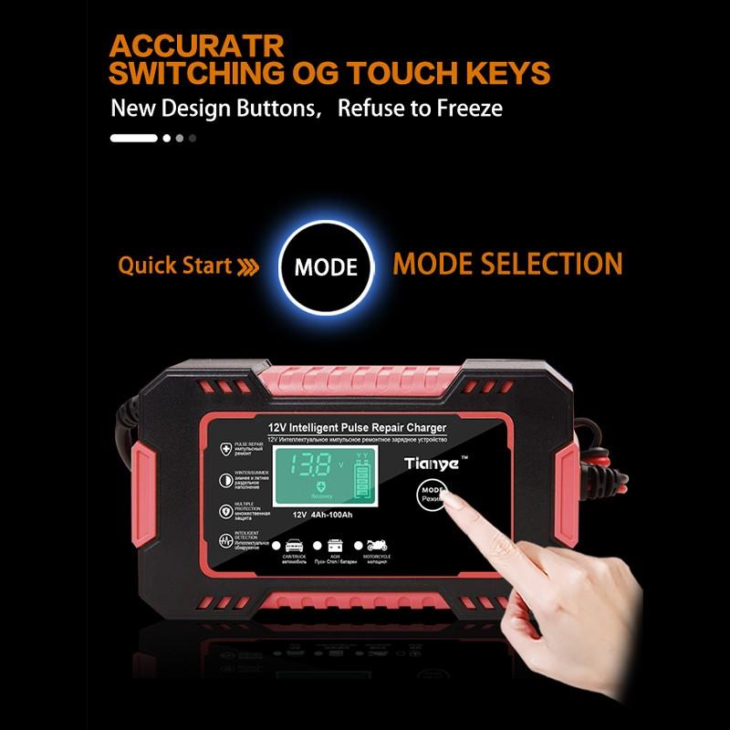 Полностью автоматическое автомобильное зарядное устройство 12 В, 6 А/12 В 10 А, 24 В 5 А/12 В 8 А, 24 В 4 А, зарядное устройство с цифровым дисплеем, импульсные зарядные устройства для ремонта, влажные, сухие, свинцово-кислотные