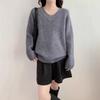 Autumn and Winter New V-neck Knitted Sweater Top Women's Soft Waxy Solid Color Versatile Good-looking and Thin Pullover Sweater