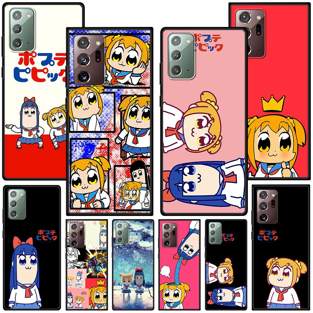 Аниме чехол Pop Team Pipi для Samsung Galaxy Note 20 Ultra 10 Lite 9 8 A53 A52 A12 S22 S21 FE S20 Plus Силиконовый черный чехол для телефона