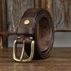 3.3Cm Washed Retro Old Belt Men'S First Layer Cowhide Pure Copper Pin Buckle Casual Jeans Belt Genuine Leather