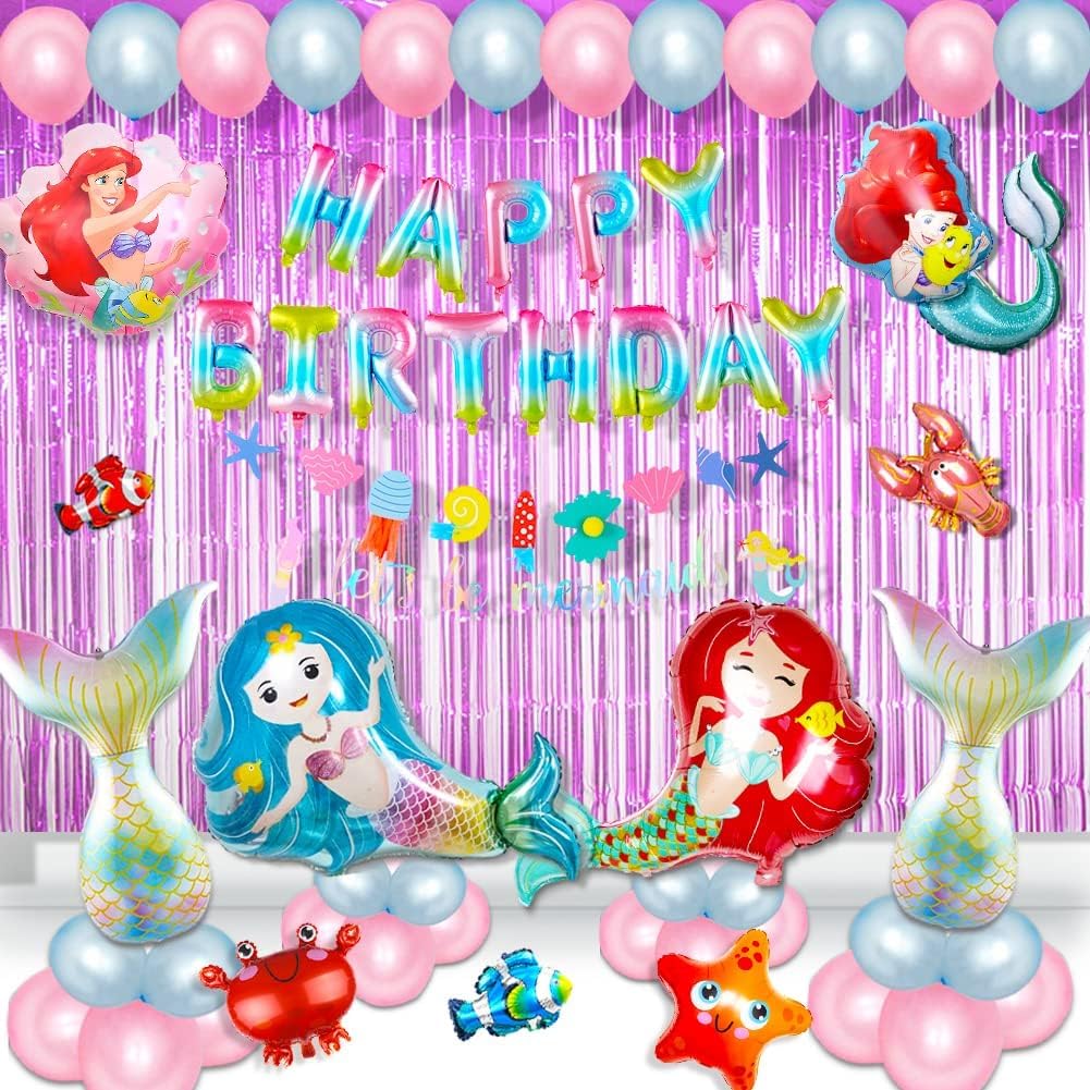 YOOCOOM Mermaid Party Decorations Ocean Park Girls Birthday Party Supplies Mermaid Princess Kids Birthday Party Decorations