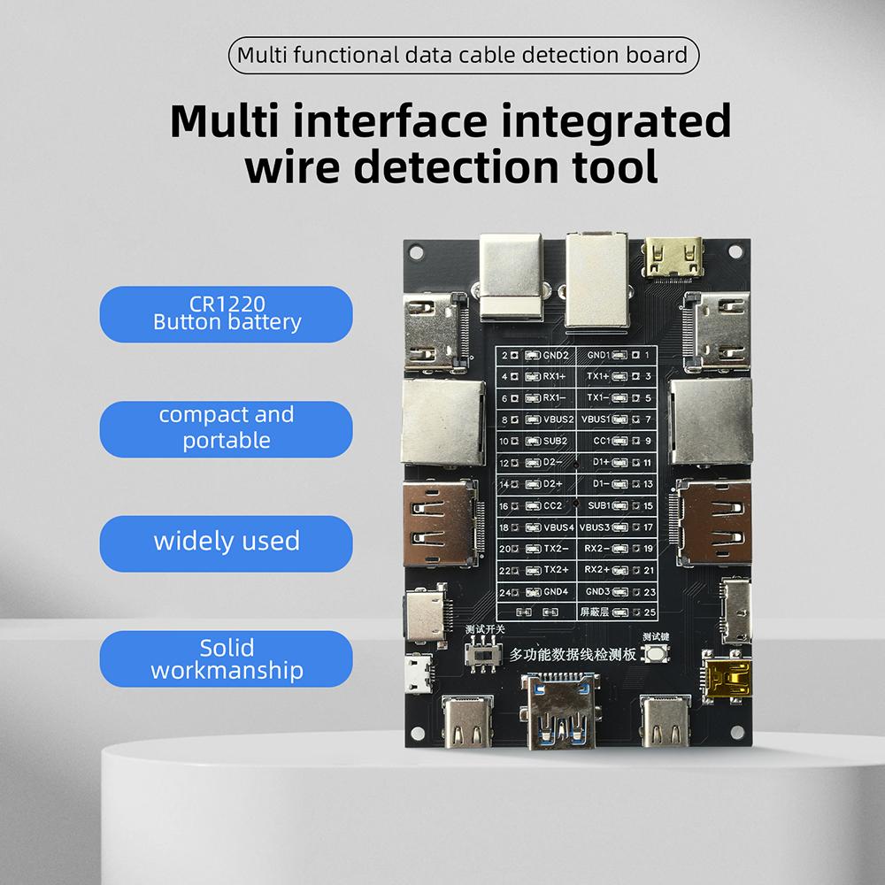 Portable Multi Interface Cable Tester Board Support TYPE C LIGHTNING MICRO B MINI B Network Printer Detector