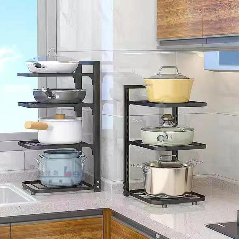 Полка для кастрюль специально разработана для хранения кастрюль и посуды.. Кухонный стеллаж для хранения из нержавеющей стали, раковина, многослойная бытовая стойка, кухонные принадлежности