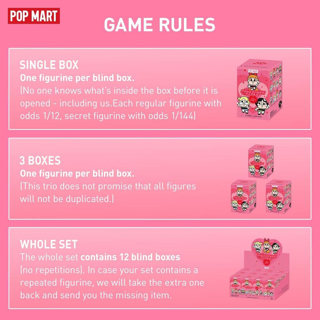 POP MART Фигурки из серии Crybaby x Powerpuff Girls, Фигурки-сюрпризы Crybaby, Коллекционные игрушки со случайным дизайном, Домашние украшения, Подарки на праздник и день рождения