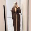 Женское свободное вязаное шерстяное платье и пальто с длинным рукавом Осень 2025