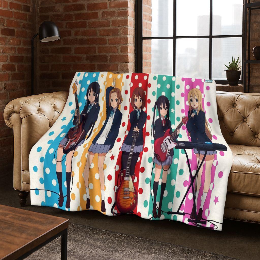 Аниме K-ON Кавайная Девочка Хирасава Юи Музыкальный Мультфильм Фланелевое Одеяло, Уютное Мягкое Плед для Дома Спальни Кровати Дивана Покрытие Ребенок