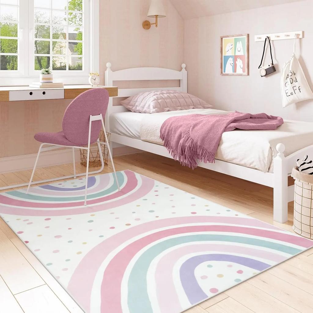 Элегантный ковер в стиле бохо с радужными волнами и точками, мягкий, нескользящий, для гостиной, спальни, прикроватный, декор детской комнаты, напольный коврик, подарок