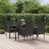 3156774 vidaXL Garden Dining Furniture and Cushions 5pcs Black Wicker