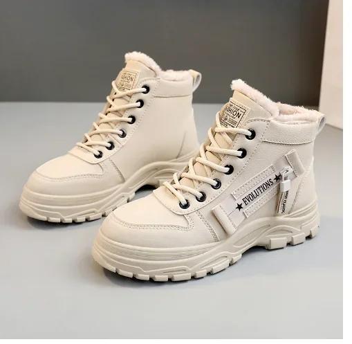 Модная хлопковая обувь для детей, зима 2024, новые зимние большие повседневные плюшевые зимние туфли, корейская версия, универсальная студенческая женская обувь