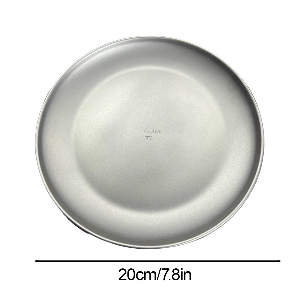 20CM Titanium Camping Plate Multi-Purpose Camping Plate For Barbecue Home Titanium Dinnerware Round Frosted Picnic Gear