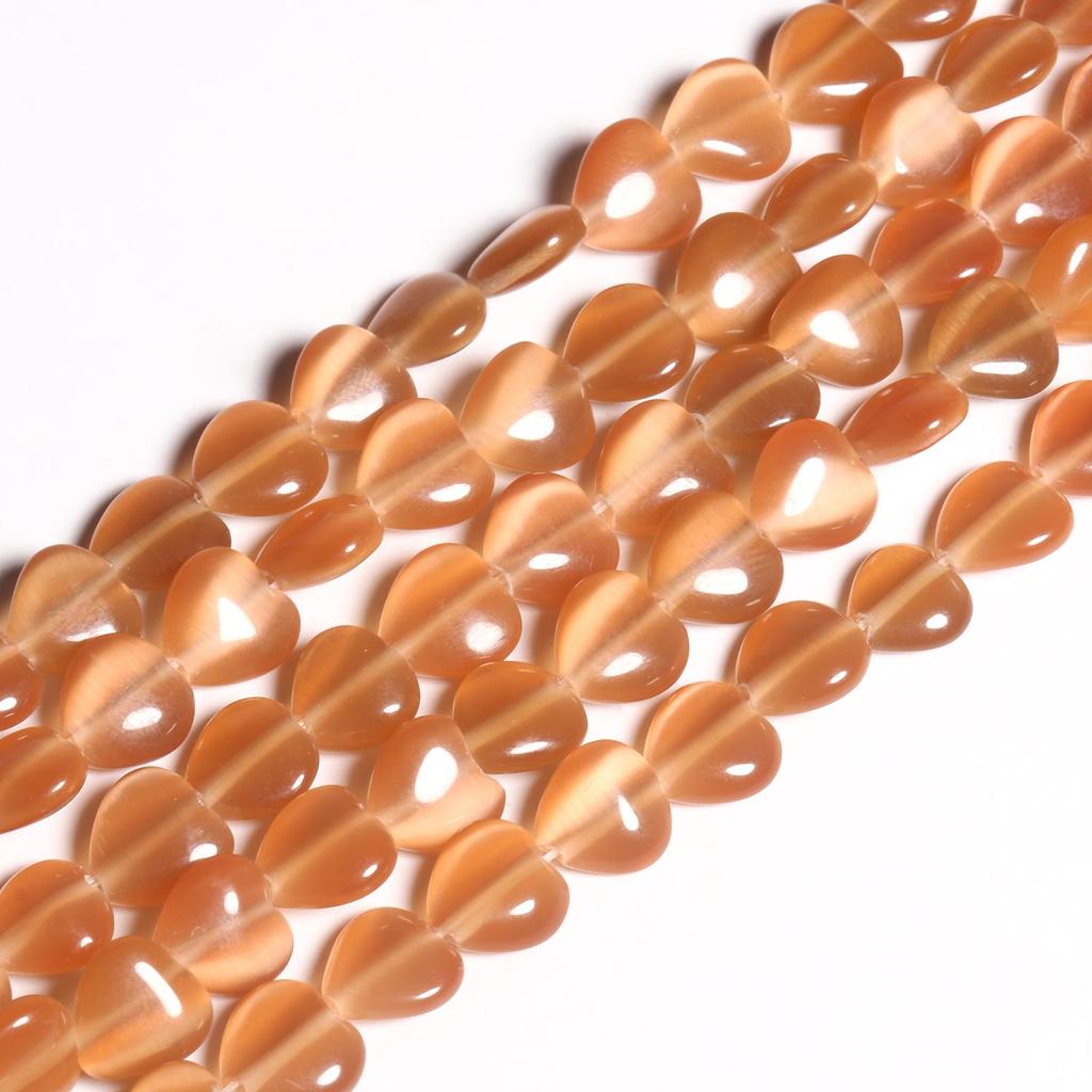 1 шт., бусины из натурального камня, 8 мм, кошачий глаз, лунный камень, опал, в форме сердца, разные цвета, свободные прокладки из бисера, для изготовления ювелирных изделий, браслет, ожерелье