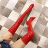 Q/Women's High Heeled Boots, Sexy Pointed Toe Thin Heel Knee Length Boots, Oversized Women's Shoes