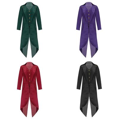 Детские костюмы в стиле стимпанк эпохи Возрождения, искусственный фрак из двух частей, ретро, ​​золотые пуговицы, однотонная викторианская куртка