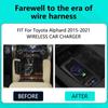 Индукционная зарядная панель QI 15 Вт для телефона iPhone, беспроводная зарядка, автомобильные аксессуары для Toyota Alphard 2015 2016 2017 2018-2021